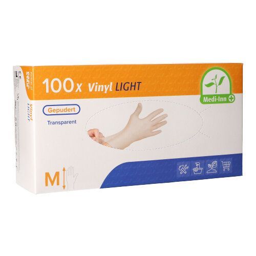 100 St. Vinyl-Handschuhe, gepudert, transparent, Größe M