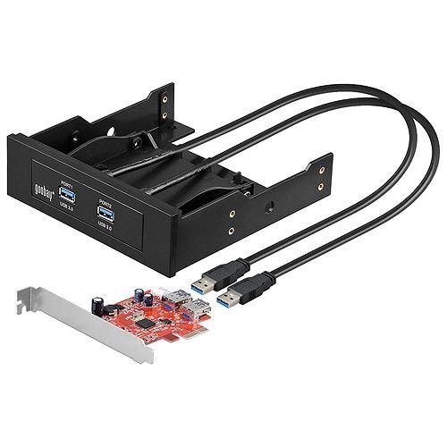 2 Port USB 3.0 intern PCIe Card mit 5,25" / 3,5" Frontpanel