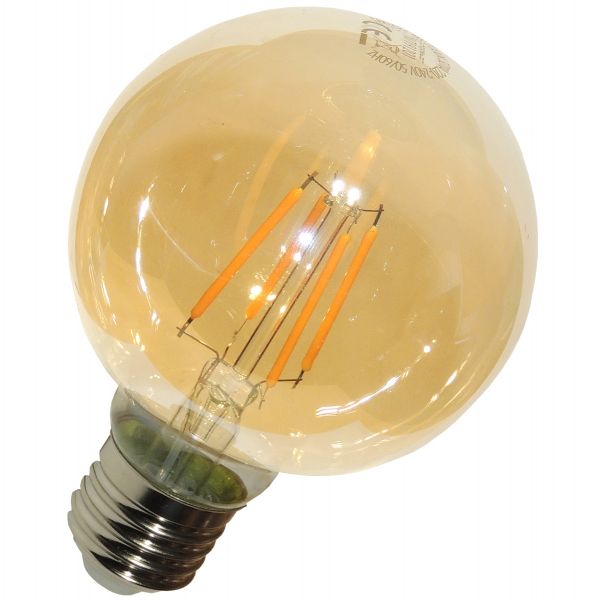 LED-Globe E27, 6W Filament G80, warmweiß gold
