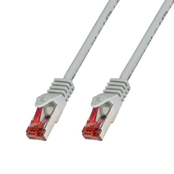 Patchkabel Cat.6 LAN Kabel S/FTP PIMF doppelt geschirmt, grau 30m