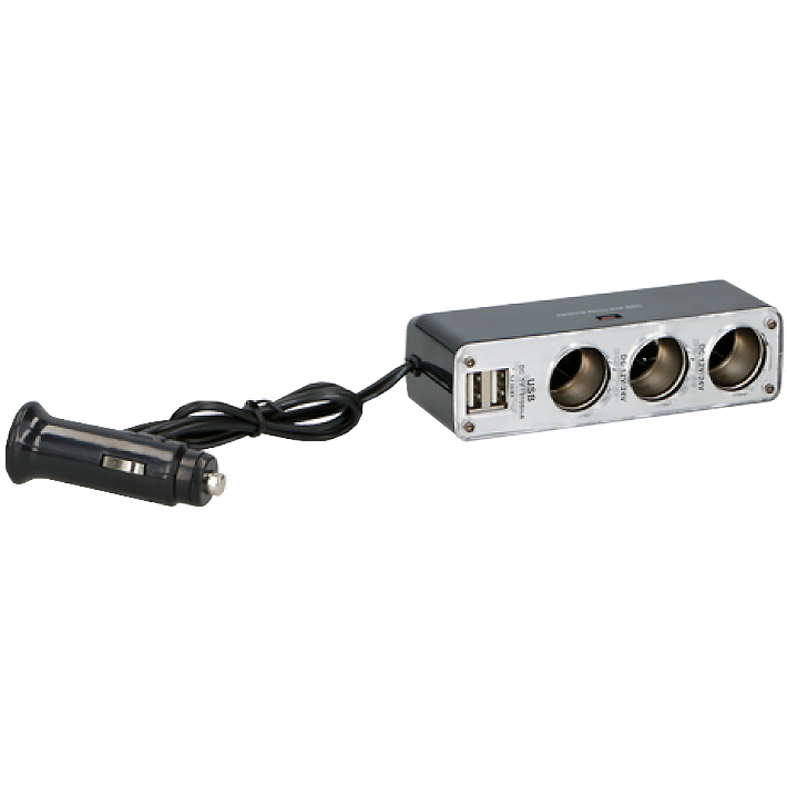 LogiLink KFZ-Mehrfach-Verteiler, 3 x 12 V Ausgang, 2 x USB