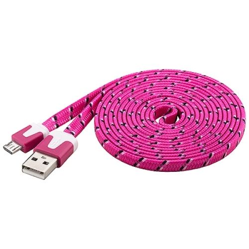 USB-A- Stecker > micro B- Stecker, 2m - Textil-pink
