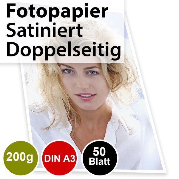 200g Satiniertes Foto-Papier Din A3, doppelseitig 50 Blatt