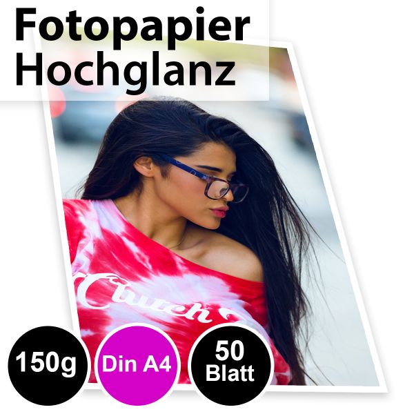 150g High-Glossy Foto-Papier Din A4, 50 Blatt