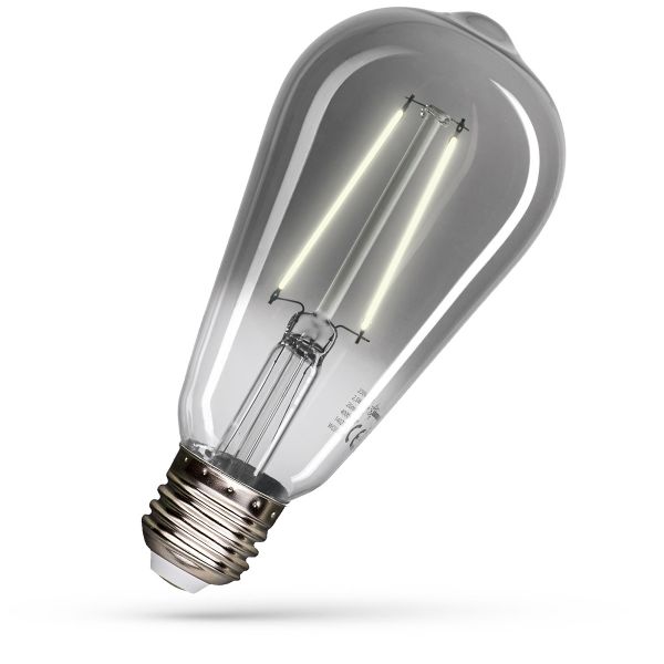 LED Birne E27 2,5W Filament ST65, neutralweiß Rauchglas