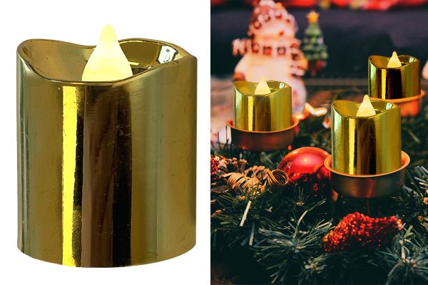 LED Teelichter gold, 2er Pack, inkl. Batterien