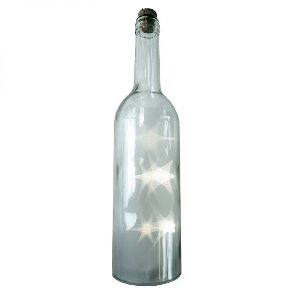 LED Flasche "Sternenglanz", 5 LED, weiß
