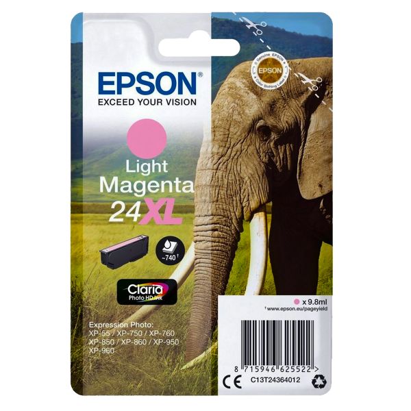 original Epson Tintenpatrone 24XL light magenta / T24364012