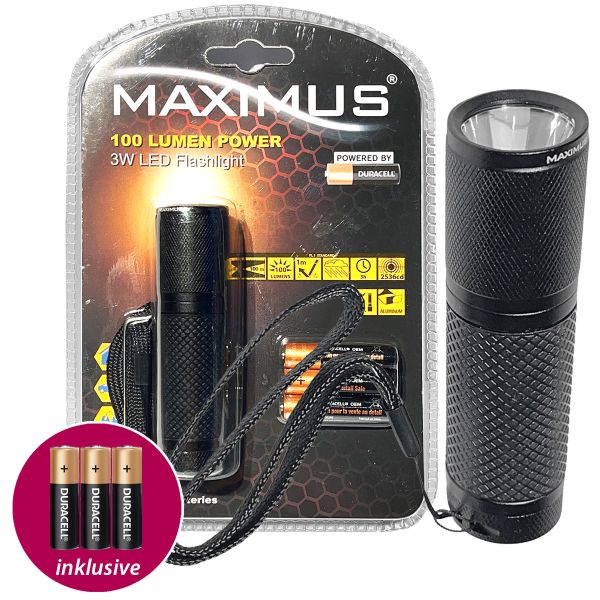 LED Taschenlampe Maximus M-FL-011-DU 3W 100lm inkl. Batterien